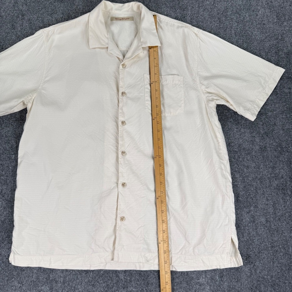 Tommy Bahama 100% Silk Camp Shirt Men's Large Ivory Short Sleeve Button Up - Picture 4 of 7